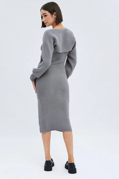 Knit Midi Dress And Shrug Set