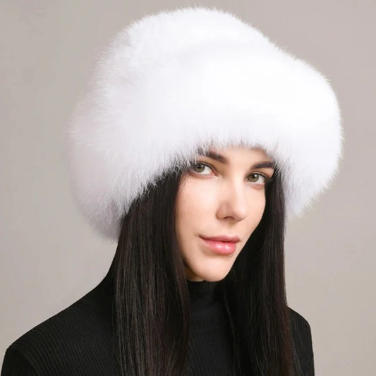 Women’s Luxury Genuine Mink & Fox Fur Knit Beanie